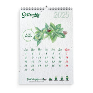 Calendario da muro personalizzabile ecologico carta semi EcoCalendar mese Settembre 2025