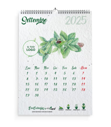 Calendario da muro personalizzabile ecologico carta semi EcoCalendar mese Settembre 2025