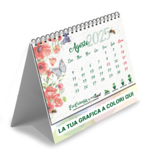 Calendario ecologico piantabile da tavolo con piede personalizzato EcoCalendar mese Agosto 2025