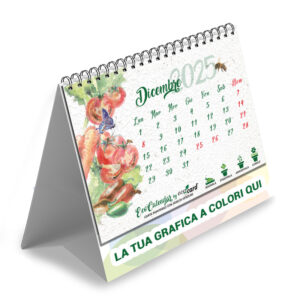 Calendario ecologico piantabile da tavolo con piede personalizzato EcoCalendar mese Dicembre 2025