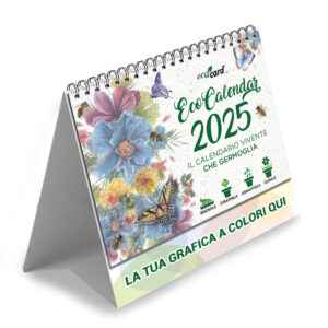 EcoCalendar 2025 calendario ecologico piantabile da tavolo con piede personalizzato