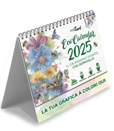 EcoCalendar 2025 calendario ecologico piantabile da tavolo con piede personalizzato